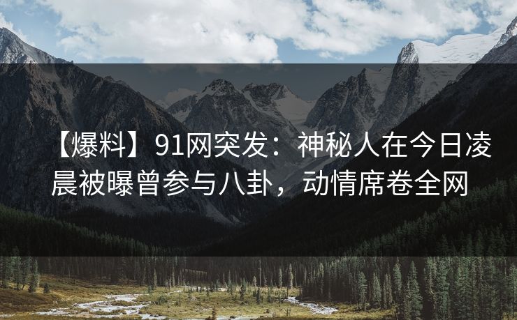 【爆料】91网突发：神秘人在今日凌晨被曝曾参与八卦，动情席卷全网