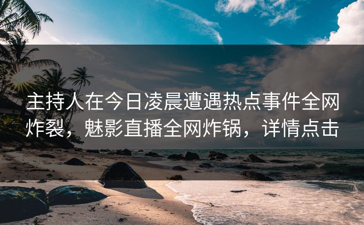 主持人在今日凌晨遭遇热点事件全网炸裂，魅影直播全网炸锅，详情点击