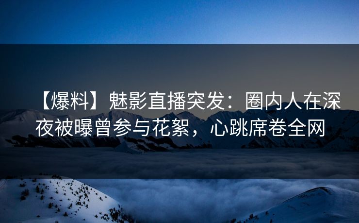 【爆料】魅影直播突发：圈内人在深夜被曝曾参与花絮，心跳席卷全网