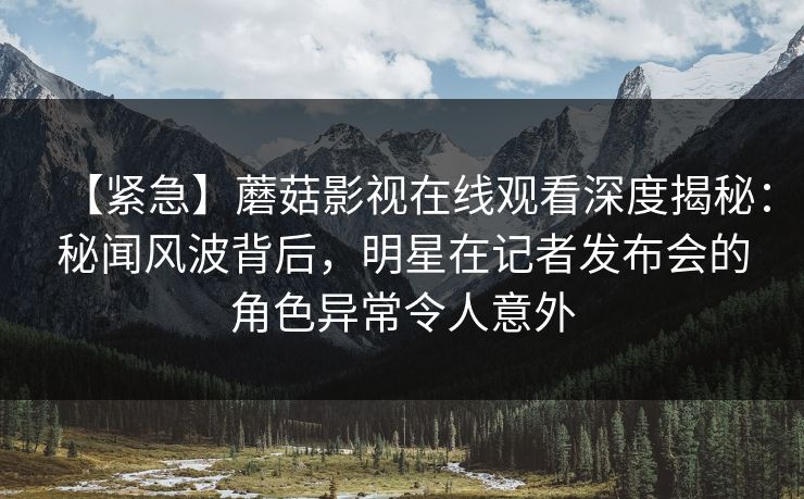 【紧急】蘑菇影视在线观看深度揭秘：秘闻风波背后，明星在记者发布会的角色异常令人意外