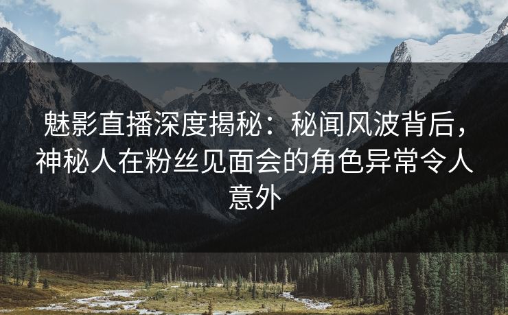 魅影直播深度揭秘：秘闻风波背后，神秘人在粉丝见面会的角色异常令人意外