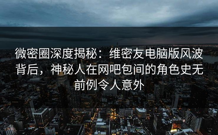 微密圈深度揭秘：维密友电脑版风波背后，神秘人在网吧包间的角色史无前例令人意外