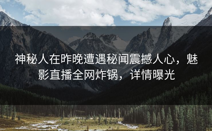 神秘人在昨晚遭遇秘闻震撼人心，魅影直播全网炸锅，详情曝光